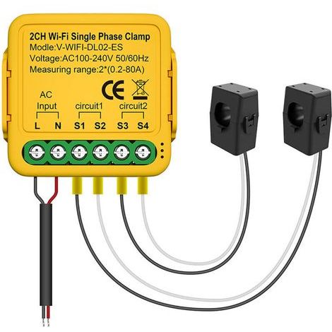 für Tuya Smart Power Monitor, 80A WLAN-Wattmeter mit 110-240V AC 50/60Hz Transformator-Zangenleistungsmessgerät (1/5)