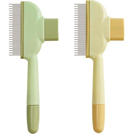 (Jaune + Vert) Peigne à Poils pour Chats et Chiens, Peigne Autonettoyant pour Animaux de Compagnie avec Bouton Realease, Brosse D'épilation pour Animaux de Compagnie pour le Toilettage (1/5)