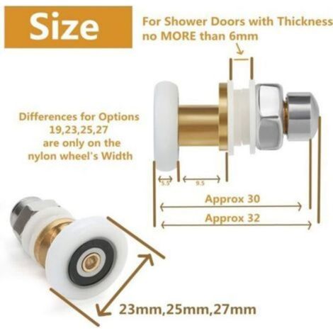 Roulette Douche - 25 mm - Pour Porte Coulissante En Verre - 8 Pièces (1/4)