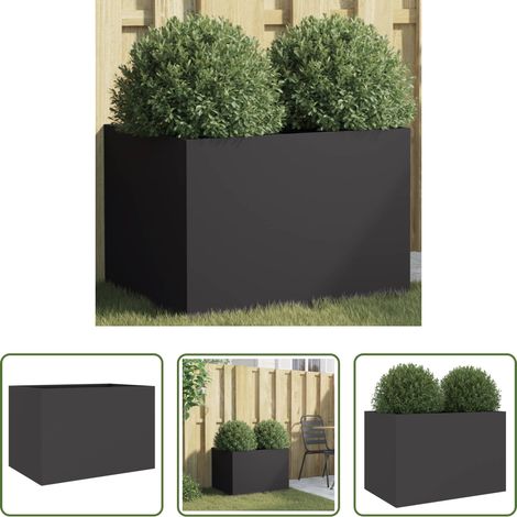 Gartenkübel - Pflanzkübel Schwarz 62x47x46 cm Stahl (1/5)