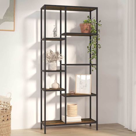 Bibliothèque Étagère de Rangement - pour Bureau Salon Chambre Cuisine 80x30x180 cm Acier et bois d'ingénierie BV210224 - BonneVie (1/5)