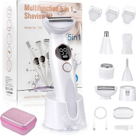 Épilateur/rasoir électrique 5 en 1, conçu pour les femmes, adapté au visage, aux bras, aux jambes et aux aisselles (1/5)