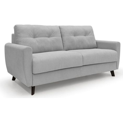 Callisto Canapé lit convertible en tissu doux imperméable T02 168 cm (mat. 120x197) gris clair