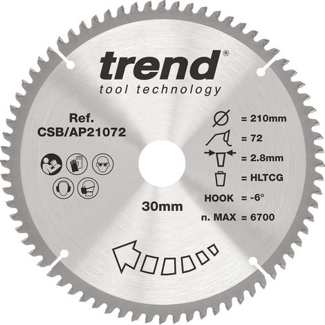 Lame de scie circulaire alu/plastique 210 mm, 72 dents, 30 mm (1/5)