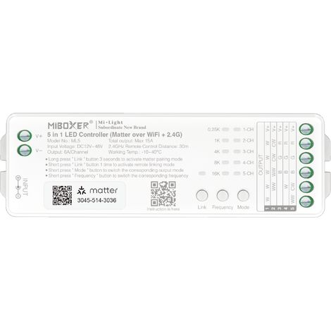 Controlador LED MiBoxer ML5 5 en 1 RGB+CCT (Matter, WiFi 2.4GHz, 15A) (1/5)
