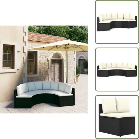 Divano in acciaio - vidaXL Set Divani da Giardino 4 pz con Cuscini in Polyrattan Nero - Divano a ventaglio
