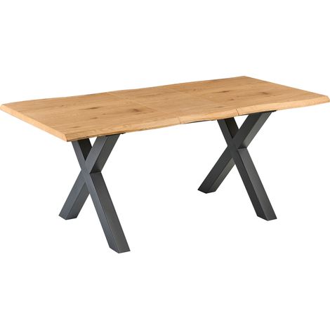 Mesa de comedor extensible 140/180 x 90 cm tablero de MDF marrón patas de metal negras 4-6 plazas Bronson (1/5)