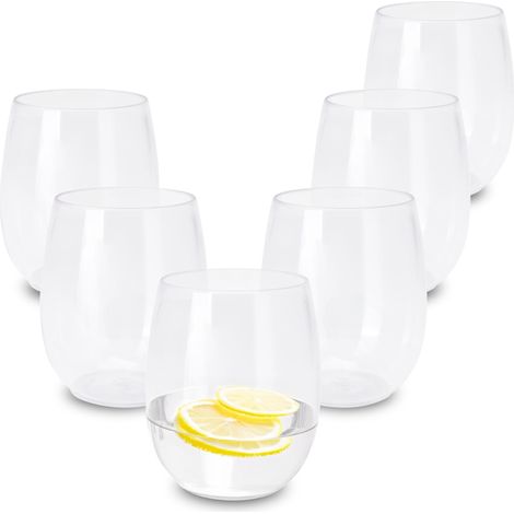 Mehrweg Kunststoff Trinkbecher 500 ml kratzfest - 6er Set - Camping Trinkglas wiederverwendbar - Saftglas Wasserglas Plastik Becher Cocktail Glas