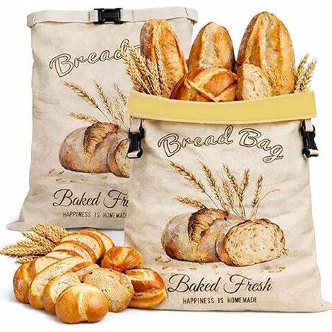Lot de 2 sacs à pain XL en coton biologique enduit de cire
