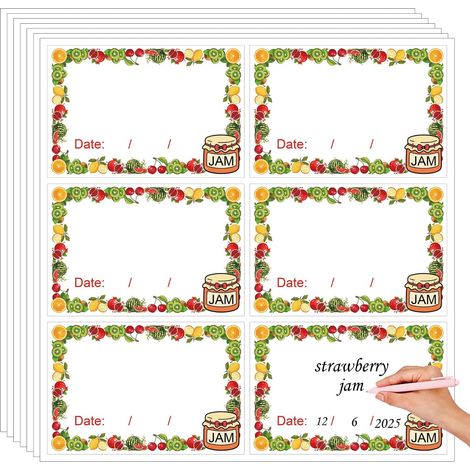 Lot de 120 étiquettes autocollantes imperméables pour bocaux de confiture - 4,50 x 6,25 cm (1/5)