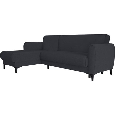 Dmora Divano letto Angel, Divano letto ad angolo con penisola reversibile, Sofà contenitore moderno con chaiselongue e 3 cuscini, Cm 230x153h85, Blu, con imballo rinforzato