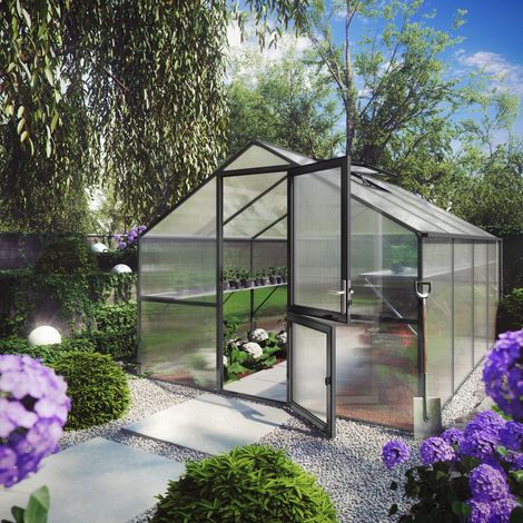 KGT Gewächshaus "Tulpe IV" 12,75 m² anthrazit-grau (1/5)