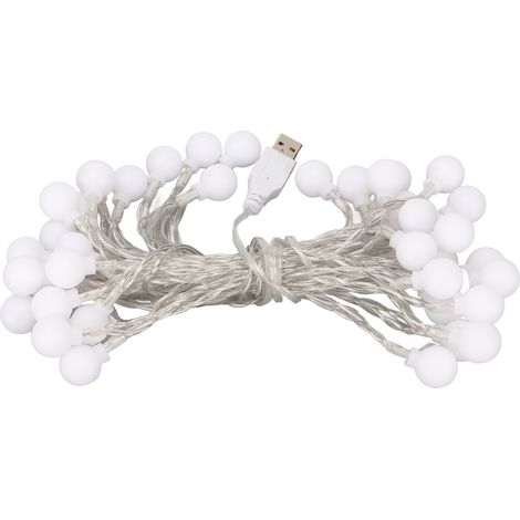 GARRYFIZH Guirlande lumineuse sphérique, étanche, alimentée par USB, lumières LED décoratives colorées, idéale pour les fêtes de Noël, les chambres, les mariages, 6 mètres/19,6 pieds, 40 ampoules.