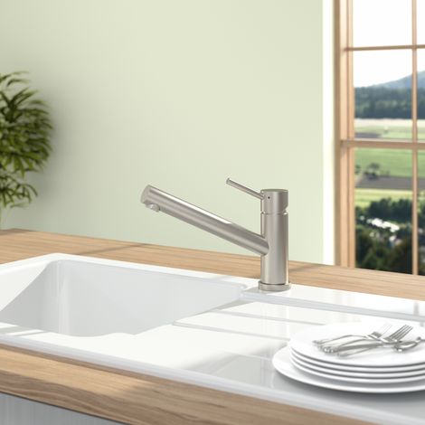 Villeroy & Boch Como Window - Miscelatore Cucina Sottofinestra con Rotazione 360° e Comando Maniglia Preciso, Alta Pressione, Altezza Bocca 135 mm - Acciaio Inox (1/3)