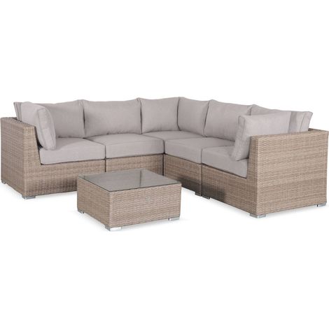 5-seater deluxe polyrattan garden corner sofa set 125x80x67.5 cm - Vittoria