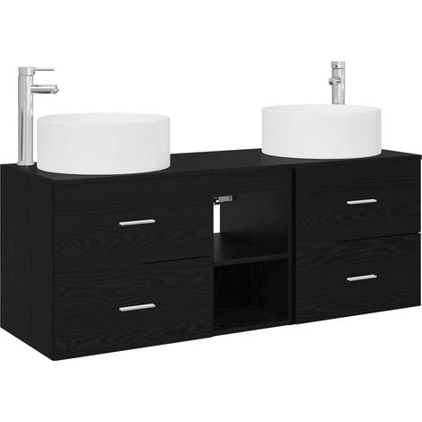 Bathroom Furniture Set 3 pcs Black 49.5 x 44.5 x 65.5 cm vidaXL (1/5)