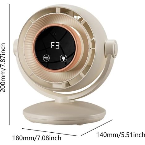Mini-ventilateur portable silencieux–4000 mAh, 3 vitesses, timer 3/6/9h–Avec lumière LED –pour chambre, bureau et voyage,blanc cassé (1/4)