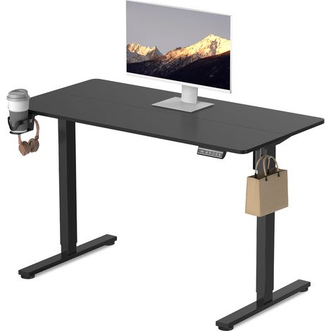 Elektrisch verstellbarer Schreibtisch – Xhomrattan – 120 x 60 cm – Antikollisionsschutz – Memory-Schaum – Schwarz