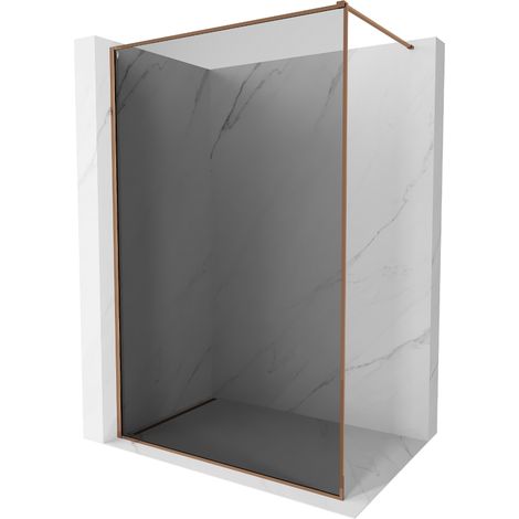 Mexen Kioto-XF Duschwand Walk-in mit Rahmen 50 x 202 cm, Graphit 10 mm, Roségold - 800-050-104-60-40-X
