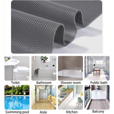 Tappeto Antiscivolo Drenante PVC Piscina Doccia Spogliatoio 120cmx100cm - Packaging: 120cm x 100cm - Colore: Grigio