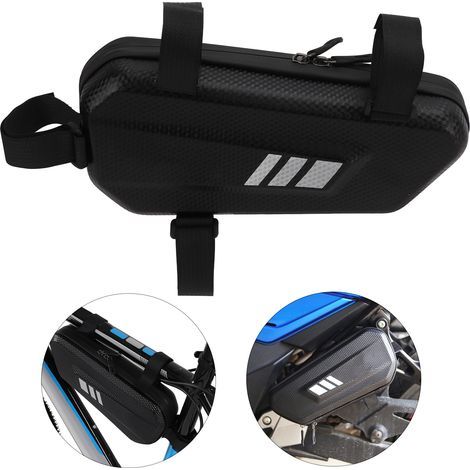 Sacoche latérale moto rigide en simili cuir pour cadre de support gauche, noir