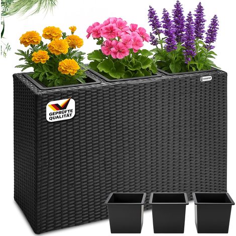 Fioriere da esterno polyrattan 83x30,5x60cm Nero