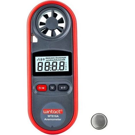Jauge de compteur de vitesse du vent portable anémomètre, anémomètre de température de l'air numérique thermomètre de compteur de vitesse du vent vélomètre CVC (1/5)