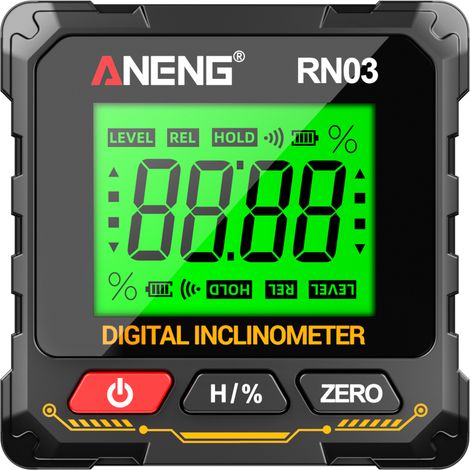 Rapporteur d'angle numérique avec laser – Niveau magnétique – Inclinomètre – Charge rapide USB-C – Écran LCD rétroéclairé