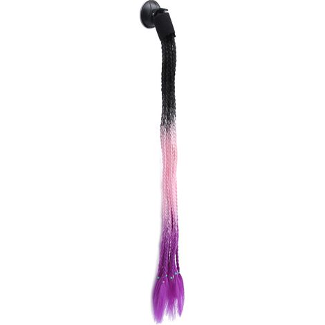 Casque moto tresses punk, queue de cheval ventouse, décoration natte, noir rose violet, accessoire casque Rider. (1/5)