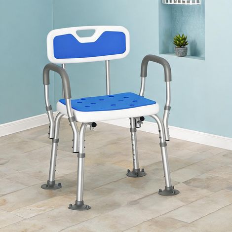 Chaise de douche réglable en aluminium avec accoudoirs blu (1/5)