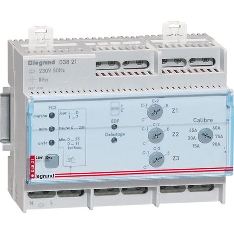 Legrand – Gestionnaire modulaire chauffage électrique fil pilote 3 zones – 6 modules – Compatible avec systèmes de chauffage central – Installation facile