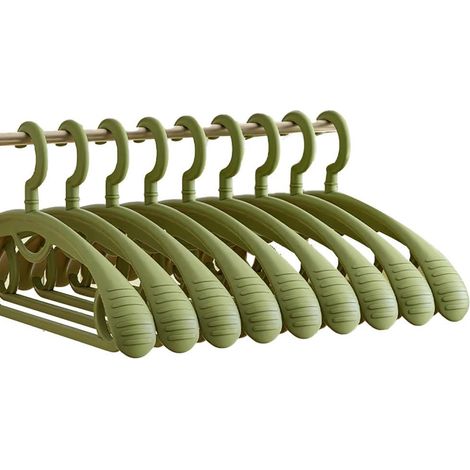 10pcs Cintres rétro en plastique, cintres épais antidérapants à large épaule Label (1/5)