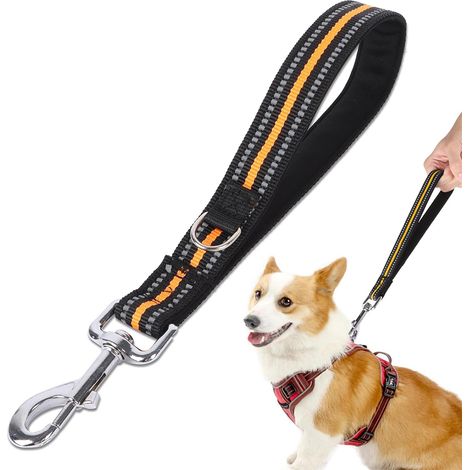 Laisse Courte Chien 30 cm, Laisse Réfléchissante pour Chien (Noir & Orange, 32 CM) (1/3)