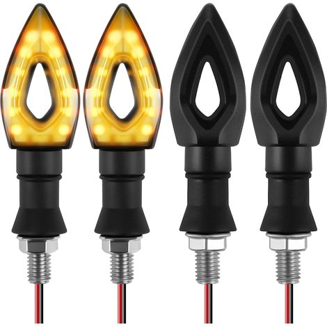 Moto a mené la lumière de signal de virage, 4 PCS universels étanches motocyclette indicateurs de virage, Signaux de virage 12V clignotant, Lumières de jour pour le scooter de moto,Ambre