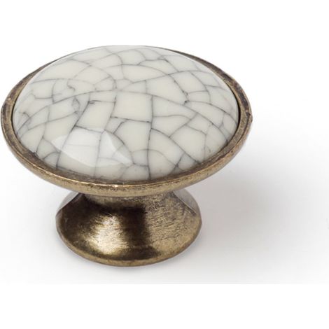 Pomo en porcelana cuero - craquelé, dimensiones: 29x29x22mm, Ø: 29mm -