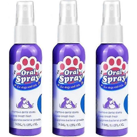 Lot de 3 sprays buccaux pour chiens et chats : nettoyage des dents, haleine fraîche, élimination du tartre et de la plaque dentaire. (1/5)