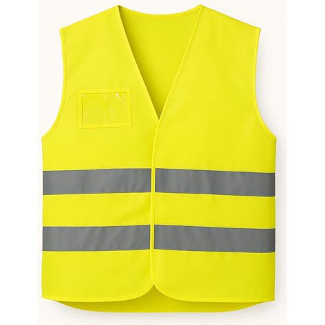 Gilet poliestere Giallo Alta Visibilità HV014/G - Taglia Unica con porta cartellino (1/4)