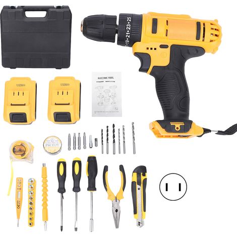 21V Impact Driver Kit Cordless Drill 3in1 Power Tools 35N.m Max. Torque 1280RPM Stepless Speed Control Support 桅10mm Drilling with 2 Batteries LED Work Light Handheld Electric Screwdriver 100-240V US 