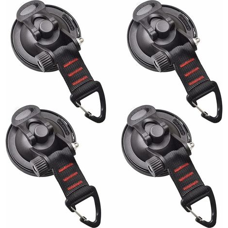 SHINING HOUSE Juego de 4 anclajes con ventosa para coche, kit de anclaje multifuncional para lona de coche, ventosa para lona de camping con cierre, para RV, hogar, taller (1/5)