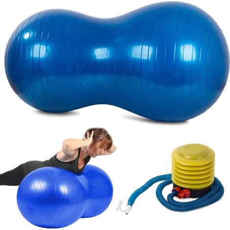Ballon d'exercice / Ballon de Pilates avec pompe - Bleu cacahuète (1/5)