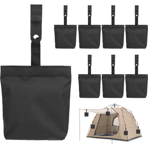 Lot de 8 sacs de sable pour tonnelle - Petit sac de sable lesté avec accessoires de fixation - Sacs de sable pour lestage pour tonnelle, tente, rideaux extérieurs (1/5)