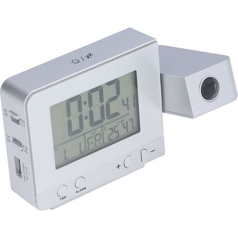 Réveil à projection rétroéclairé LED, chargement USB, multifonction avec projection de l'heure et de la température (1/5)