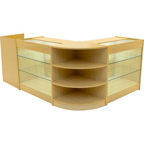 Comptoirs de Vente MDF Érable à LED Blancs Ensemble Astro CM60 TB60 K900 3 Unités de Rangement Étagères Internes Portes Coulissantes Verouillables Réception Bureau Vêtements Bijoux [Clés INCLUS] (1/5)