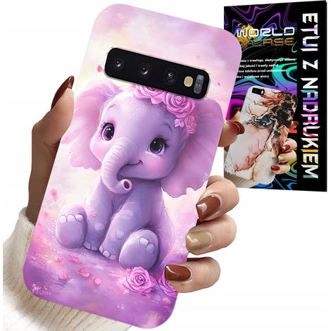 Coque pour Samsung Galaxy S10 - Éléphant mignon sur fond rose + film protecteur (1/5)