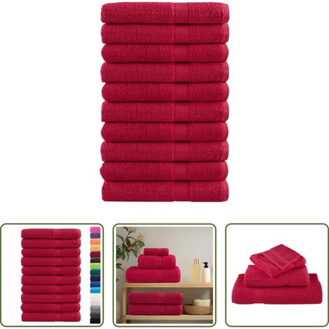 Rot - Premium-Handtücher SOLUND 10 Stk. Rot 100x200 cm 600 g/m² (1/5)