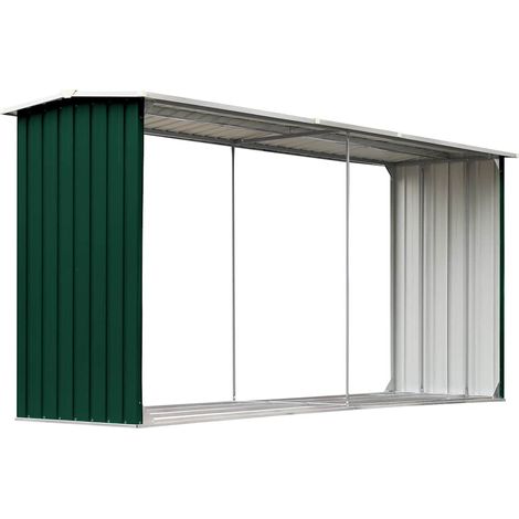 Maison Exclusive - Abri de stockage de bois Acier galvanisé 330x92x153 cm Vert (1/5)