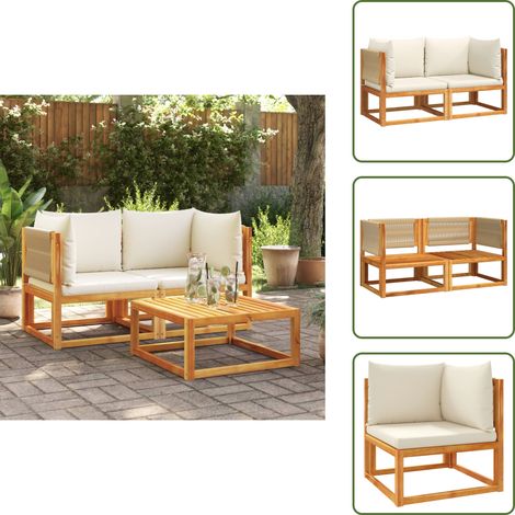The Living Store Canapés d'angle de jardin et coussins 2pcs bois massif d'acacia - Canape De Jardin - Canapé D'angle - Mobilier De Jardin - Salon De Jardin - Acacia Massif (1/5)