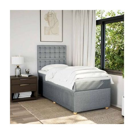 Sommier de style Snowco, matelas en tissu gris clair 80 × 200 cm, tissu doux et respirant, pour chambre, décor moderne, facile à assembler (1/5)