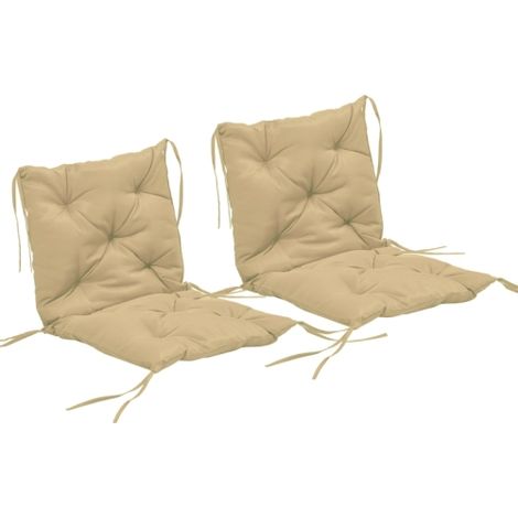 Lot de 2 coussins d'assise, 98 x 50 cm, avec attaches, revêtement en tissu kaki, épaisseur 8 cm, livraison sur place (1/5)