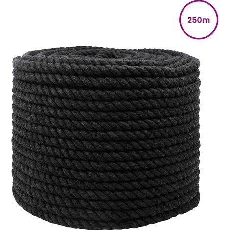 vidaXL Cotton Rope 250 m 10 Black 100% Cotton